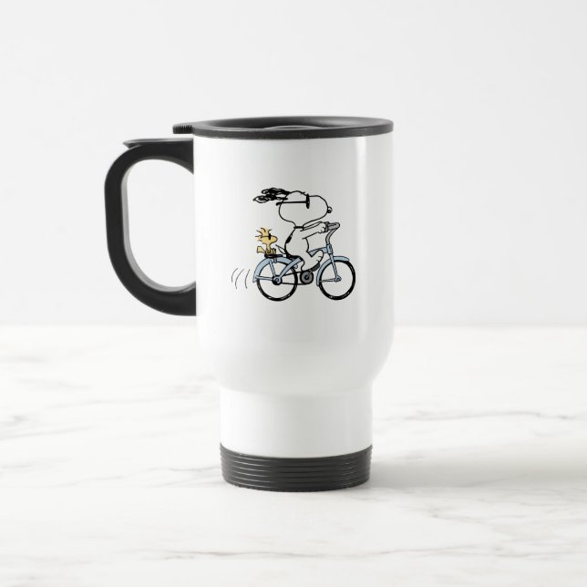 Taza De Viaje Cacahuetes | Bicicleta Snoopy & Woodstock (Izquierda)
