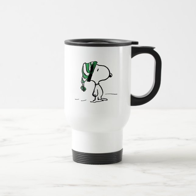 Taza De Viaje Cacahuetes | Gorra de nieve verde de Snoopy (Derecha)