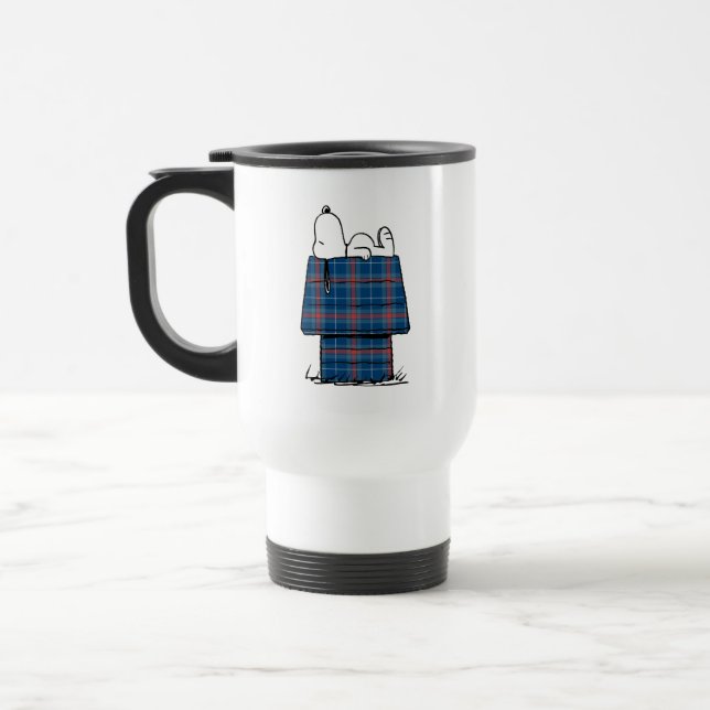 Taza De Viaje Cacahuetes | Snoopy Plaid Flannel Holiday Dog Hous (Izquierda)