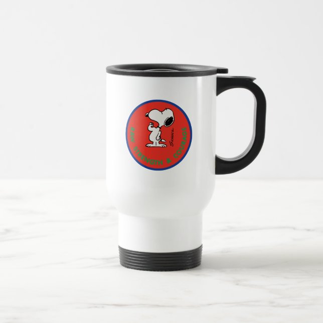 Taza De Viaje Cacahuetes | Snoopy Raw Strength & Courage Badge (Derecha)