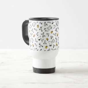Taza De Viaje Cacahuetes   Snoopy & Woodstock Patrón de flores B