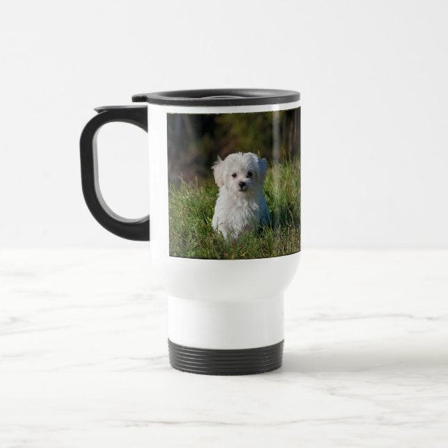 Taza De Viaje Cachorro blanco lindo (Izquierda)