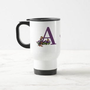 Taza De Viaje Cachorro de Beagle Mariposas Monograma Inicial A N