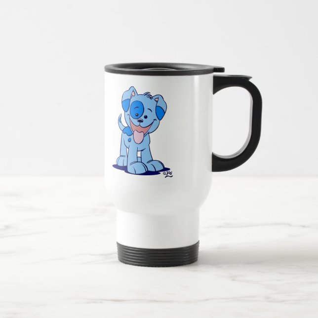 Taza De Viaje Cachorro Personalizado azul (Derecha)