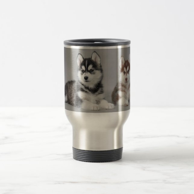Taza De Viaje Cachorros caseros siberianos (Centro)