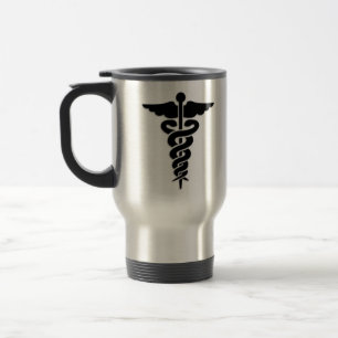 Taza De Viaje Caduceo médico del símbolo