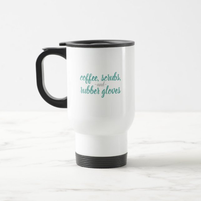 Taza De Viaje Café, crubos y guantes de goma Enfermera Vida (Izquierda)