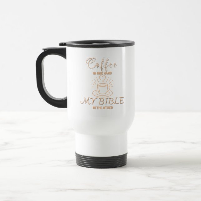 Taza De Viaje Café De Un Lado Mi Biblia Del Otro (Izquierda)