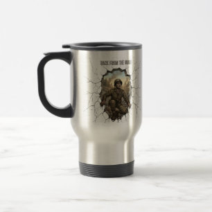 Taza De Viaje Café Doble Exposición Soldado De Vuelta De La Guer