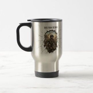 Taza De Viaje Café Doble Exposición Soldado De Vuelta De La Guer
