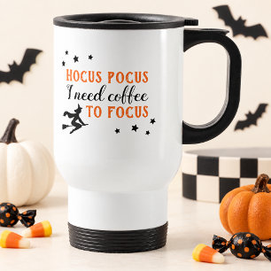 Taza De Viaje Café Hocus Pocus para Enfocarme Halloween Naranja
