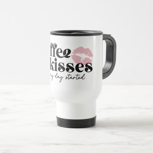 Taza De Viaje café y besos para empezar mi día (Anverso derecho)