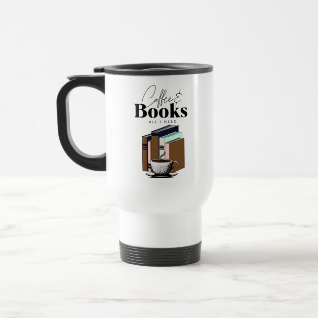 Taza De Viaje Café y libros es todo lo que necesito (Izquierda)