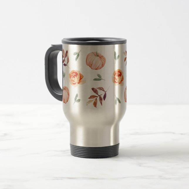 Taza De Viaje Caída Naranja Calabaza Café Termal Tumbler (Anverso izquierdo)