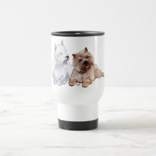 Taza De Viaje Cairn marrón y terrier Westie