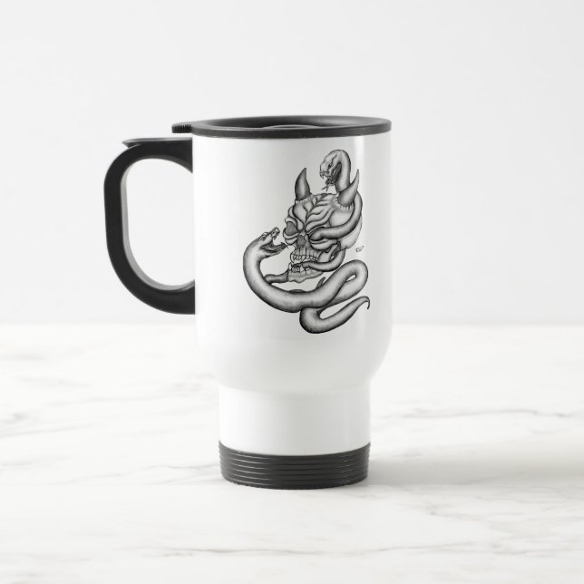 Taza De Viaje Calavera - cabezas del diablo con serpiente (Izquierda)