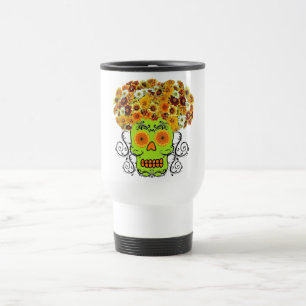 Taza De Viaje Calavera de azúcar floral