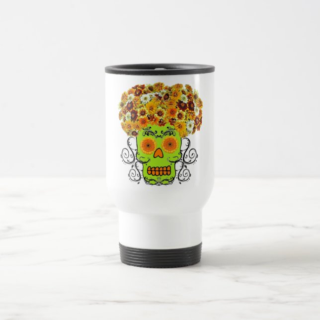 Taza De Viaje Calavera de azúcar floral (Centro)