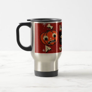 Taza De Viaje Calavera del gato de calabaza de Halloween
