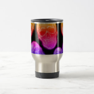 Taza De Viaje Calavera Neon Tricolor Ciberpunk Synthwave Resplan