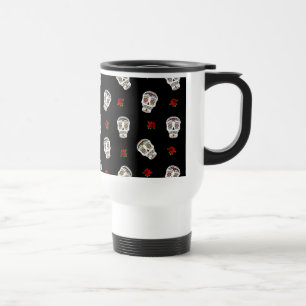 Taza De Viaje Calaveras Azucareras Rosas RAB Rockabilly Sobre Ne