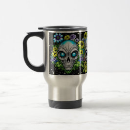 Taza De Viaje Calaveras y flores extraterrestre para extranjeros