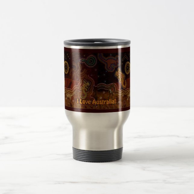 Taza De Viaje "Calor del desierto": Mug al estilo aborigen austr (Centro)