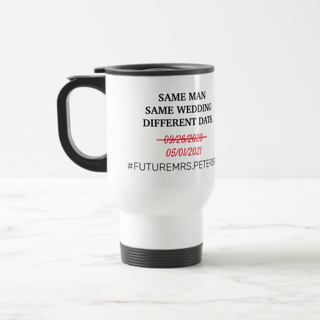 Taza De Viaje Cambiar fecha Boda Mug (Izquierda)