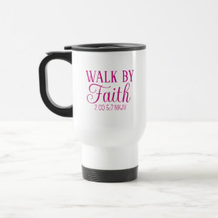 Taza De Viaje Caminata por Faith Christian Living Pink Simple