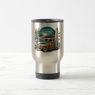 Taza De Viaje camioneta surfista vintage tropical/hawaiana