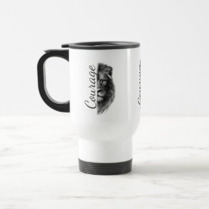 Taza De Viaje Camiseta Artística Minimalista León de Coraje - Tu
