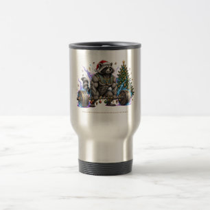 Taza De Viaje Camiseta de gimnasio de mapache Merry Liftmas