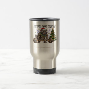 Taza De Viaje Camiseta de Navidad de Mapache Faraón Cansado Pero