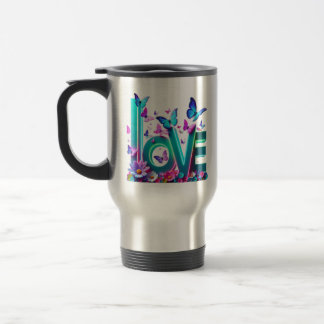 Taza De Viaje Camiseta Vibrant Love and Butterflies – Colorful F