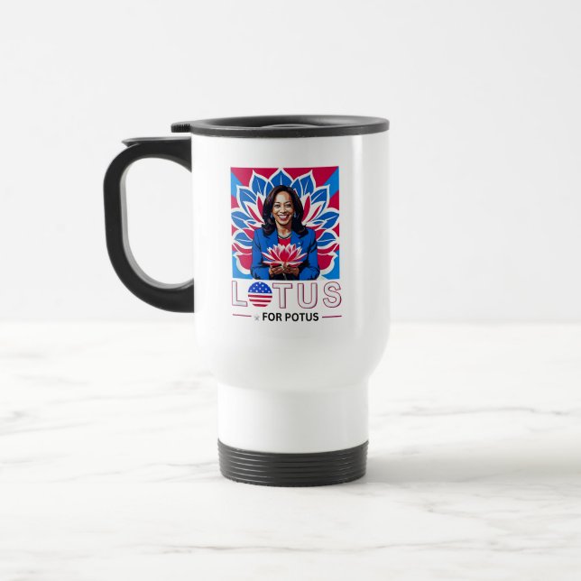 Taza De Viaje Campaña "Lotus Kamala Harris President" (Izquierda)