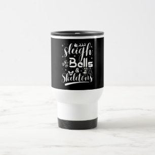 Taza De Viaje Campanas de trineo y esqueletos bailando divertida
