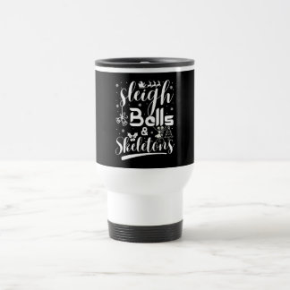 Taza De Viaje Campanas de trineo y esqueletos bailando divertida