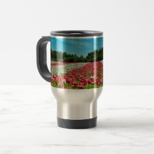 Taza De Viaje Campo de amapolas rojas y blancas