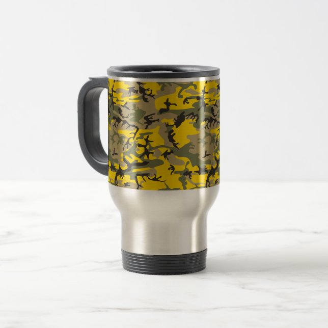 Taza De Viaje Camuflaje amarillo y verde, ejército, ejército (Anverso izquierdo)