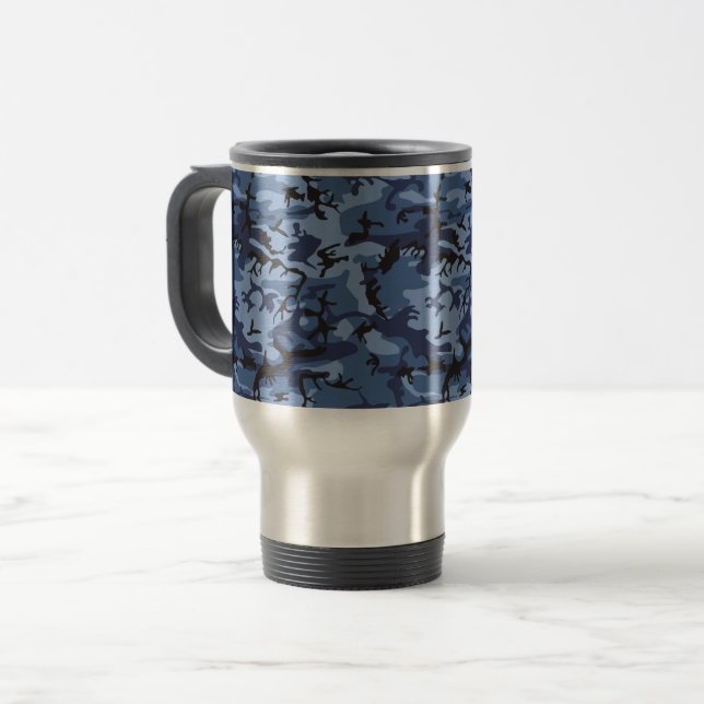 Taza De Viaje Camuflaje azul de la marina, ejército, ejército (Anverso izquierdo)