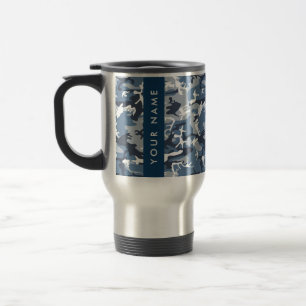 Taza De Viaje Camuflaje Azul Nieve de Invierno Personaliza tu no