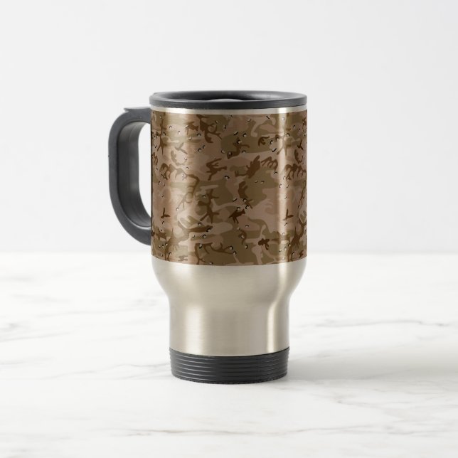 Taza De Viaje Camuflaje del desierto con guijarros, militares, e (Anverso izquierdo)