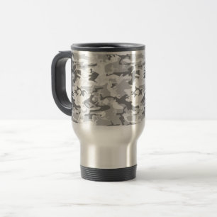 Taza De Viaje Camuflaje Gris Nieve Invernal, Militar, Ejército