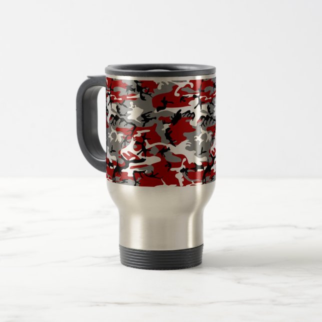 Taza De Viaje Camuflaje rojo y gris, ejército (Anverso izquierdo)