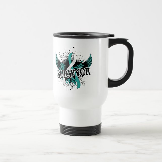 Taza De Viaje Cáncer de cuello del útero del superviviente 16 (Derecha)