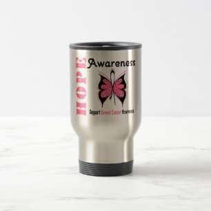 Taza De Viaje Cáncer de pecho de la mariposa de la conciencia de