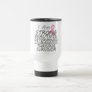 Taza De Viaje Cáncer de pecho soy superviviente fuerte