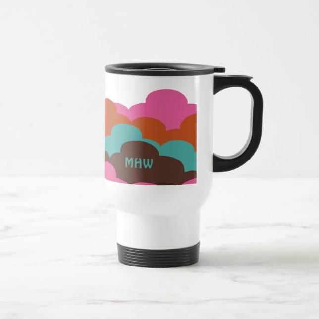 Taza De Viaje Candy Clouds personalizado monograma (Derecha)