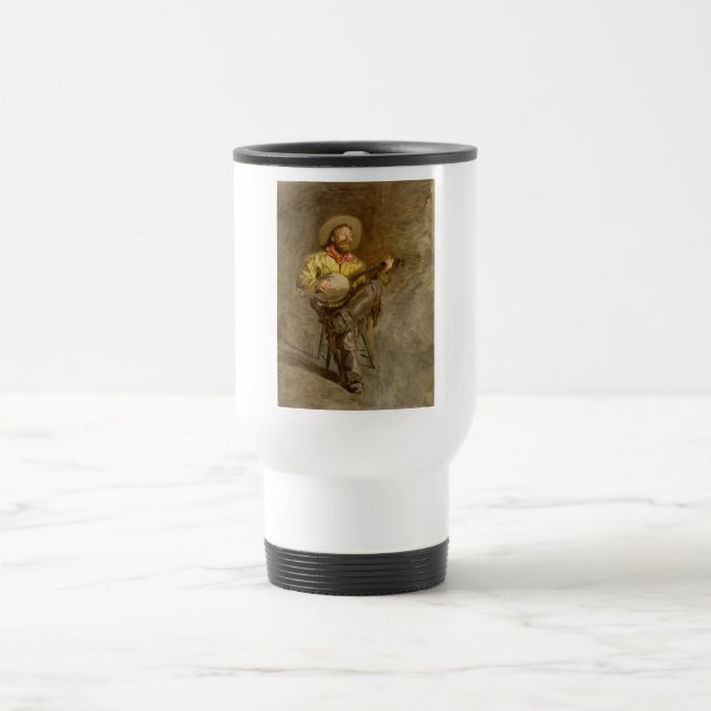Taza De Viaje Cantando Cowboy Español con Banjo Jugando Canción  (Centro)