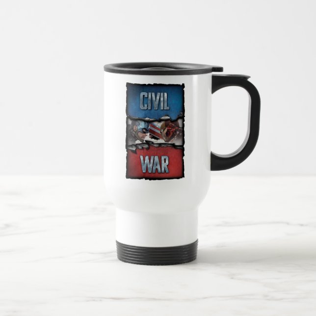 Taza De Viaje Capitán América Vs Iron Man Desgarró Gráfico Metal (Derecha)